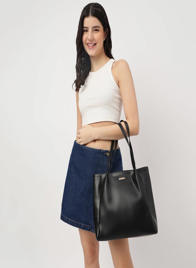 Fastrack Solid Tote Bag for Women with Dual Shoulder Straps | Fits Upto 11" iPad or Tablet | Spacious Zipper Compartment | Ladies Purse Handbag - Image 2